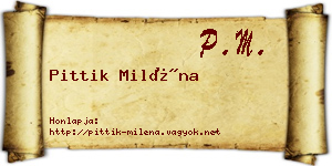 Pittik Miléna névjegykártya